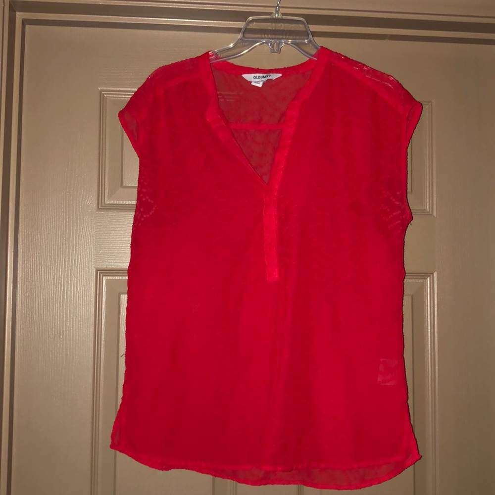 Sheer red top